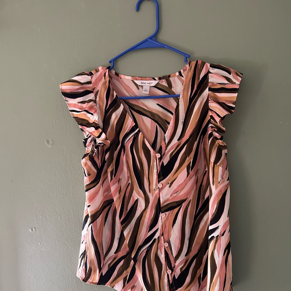 Stylish Women's Top with Pink and Brown Pattern